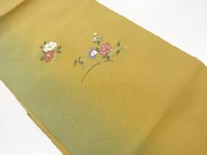 椿に牡丹模様刺繍名古屋帯